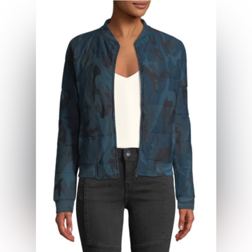 NWT Majestic Paris for Neiman Marcus Quilted Camo Print Zip Front Bomber Jacket